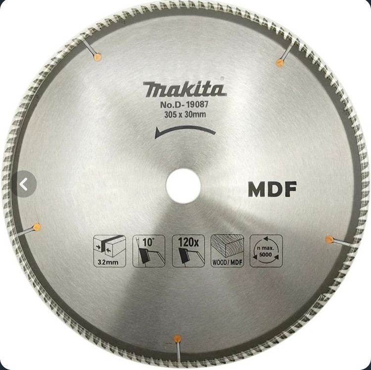 تیغ اره MDF بر ماکیتا 120 دندانه مدل D-19087 سایز 305 میلی متر