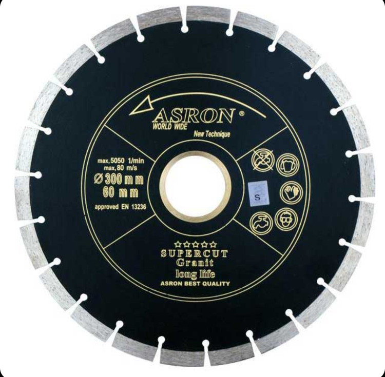 تیغ گرانیت بر 300mm و ضخامت 6mm آسرون 300×60×12 (ASRON)