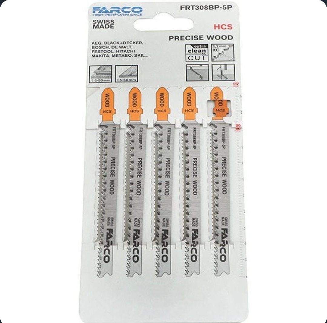 تیغ اره عمود بر بسته پنج عددی فارکو مدل FRT308BP-5P چوب و MDF بر